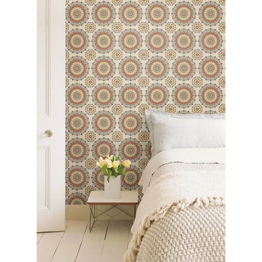 Wallpaper Gemma Coral Boho Medallion - boho